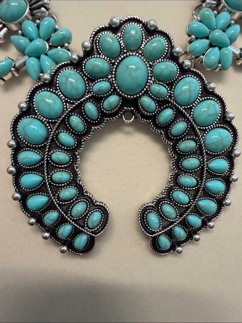 Piper K | Southwestern Squash Bloom Turquoise Boho Cowgirl Chic Necklace - Picture 10 of 11
